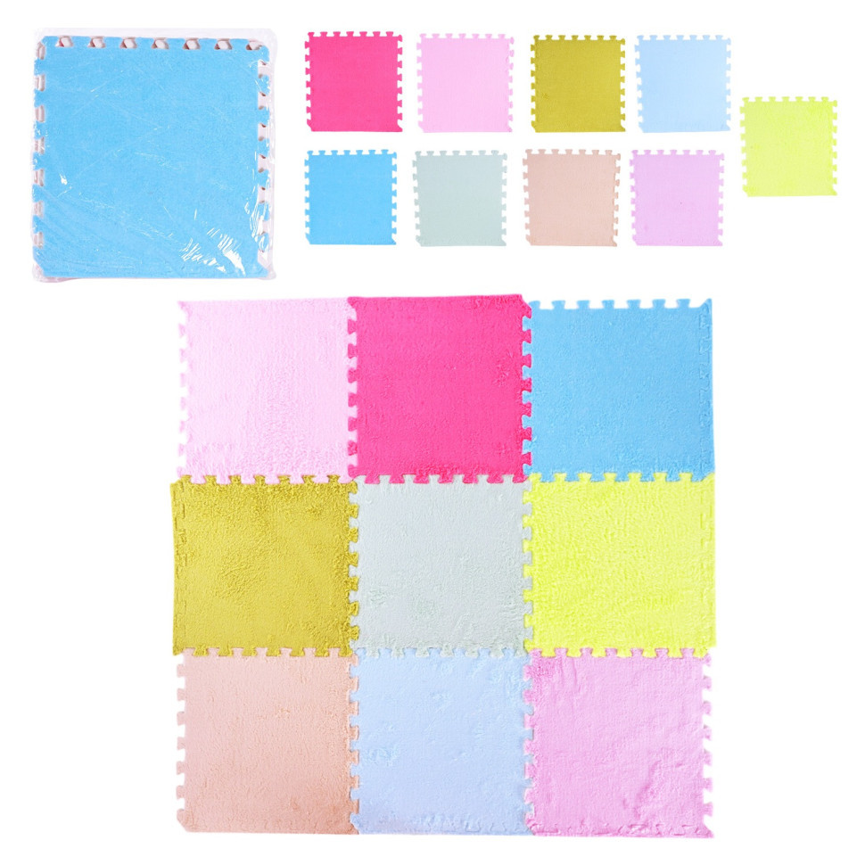 Деткий коврик-пазл K9703 плюшевый 30x30x0,6 см 9 деталей Винница - изображение 1