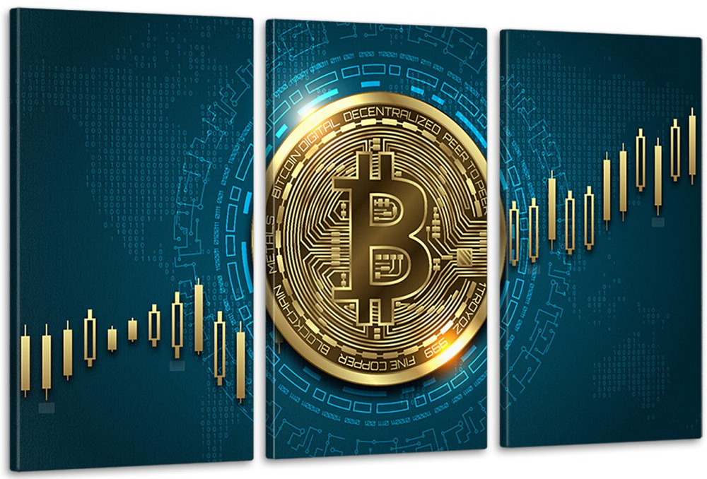 Модульна картина у вітальню/ спальню    Биткоін    ART-196_3A 100х150 см Київ - фото 1