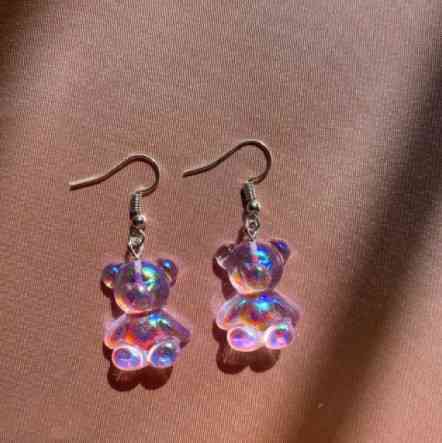 Серьги мармеладные мишки фиолетовые - размер мишки 2,3*1,8см, смола Киев