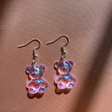 Серьги мармеладные мишки фиолетовые - размер мишки 2,3*1,8см, смола Киев - изображение 1