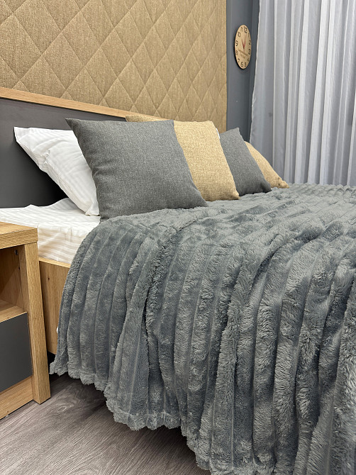 Плед-покрывало полоска Шарпей 200х230 см (+-5см) Серый (87-105) Киев - изображение 5