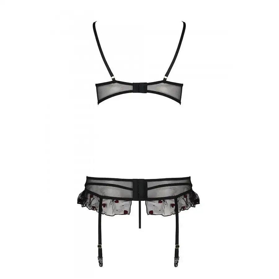 Сексуальний комплект з поясом для панчіх Passion LOVELIA SET L/XL, black Львів - фото 6