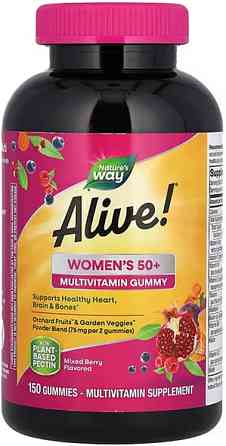 Мультивітаміни для жінок 50+ Nature's Way, Alive! Women's 50+ 150 жев таб ягоды Київ