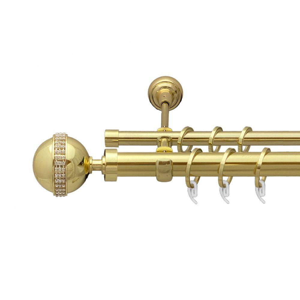 Карниз Orvit Авея металевий дворядний відкритий гладка труба кільце фасонне металеве  Золото 25\16 мм 300 см (7035400) Львів - фото 1