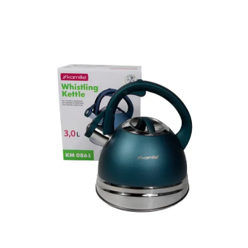Чайник 3л нержавіюча сталь зі свистком з ручкою "soft-touch" блакитний 861 KAMILLE Житомир