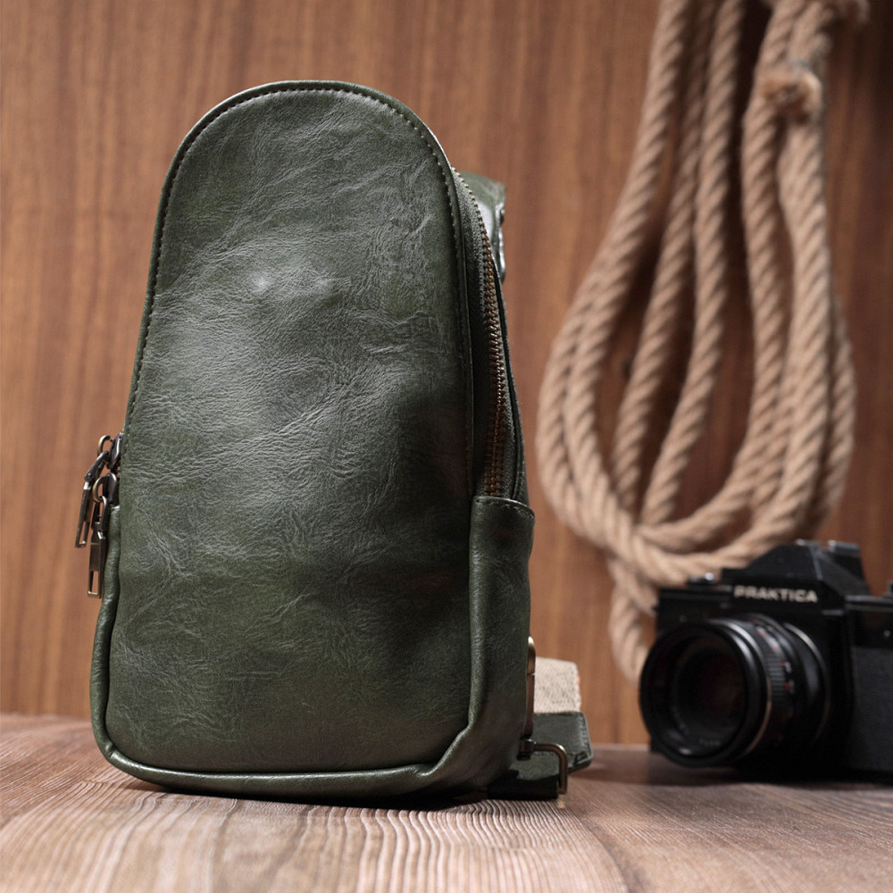 Красива сумка через плече в модному кольорі з екошкіри Vintage 22791 Зелений Київ - фото 8