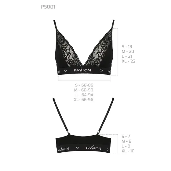 Еластичний топ з мереживом Passion PS001 TOP L, black Львів