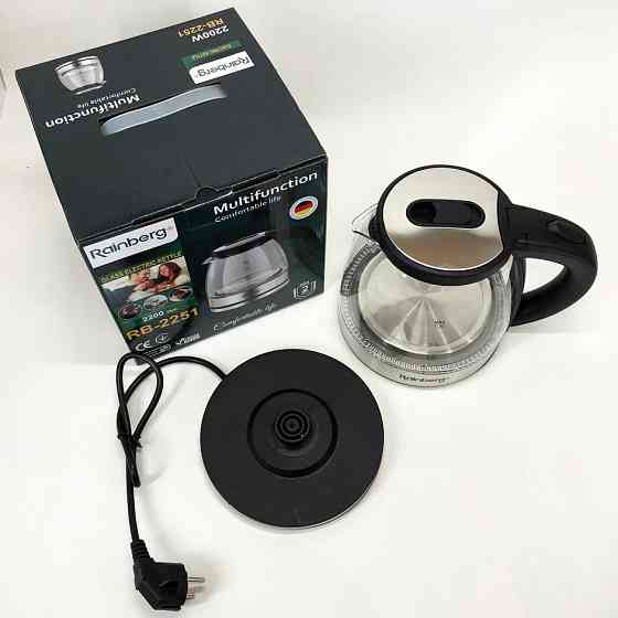 Чайник красивый электрический Rainberg RB-2251 - 1л, Чайник электрический с индикатором температуры QM-41 Львов