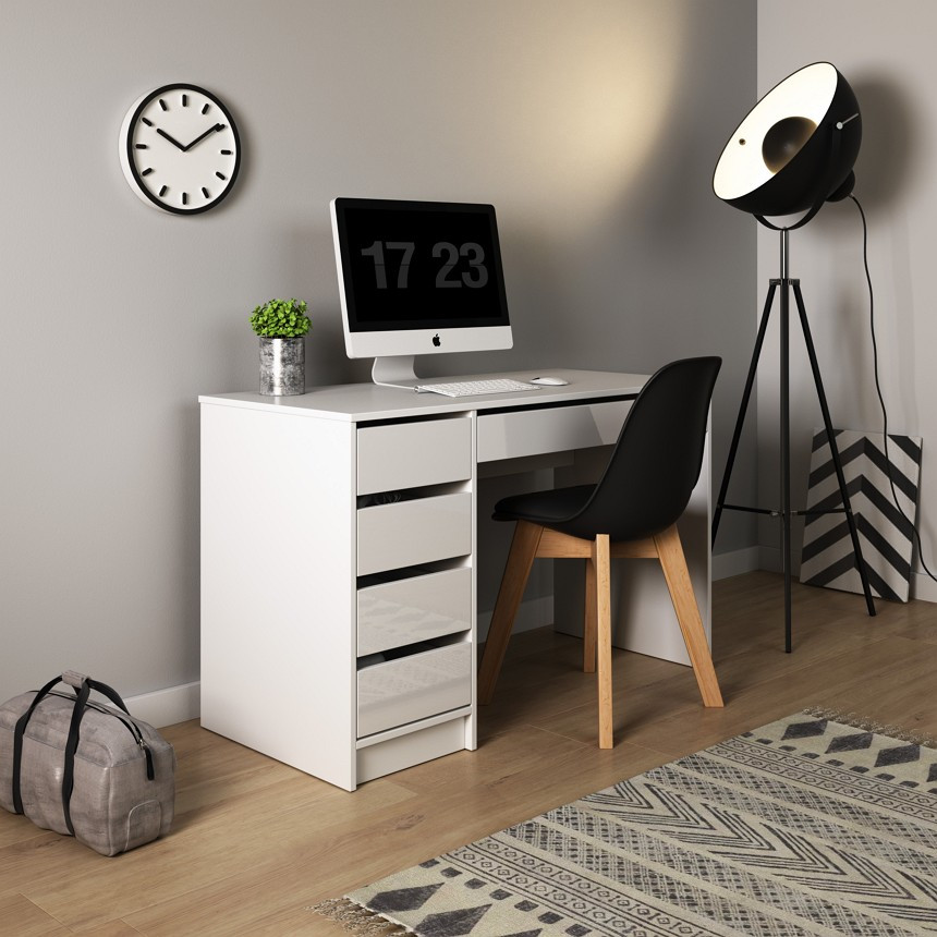 Стіл туалетний письмовий Perfect Home Ада / Ada 5S/120 з 5 шухядами Білий глянець (PFH-091306) Дніпро - фото 1