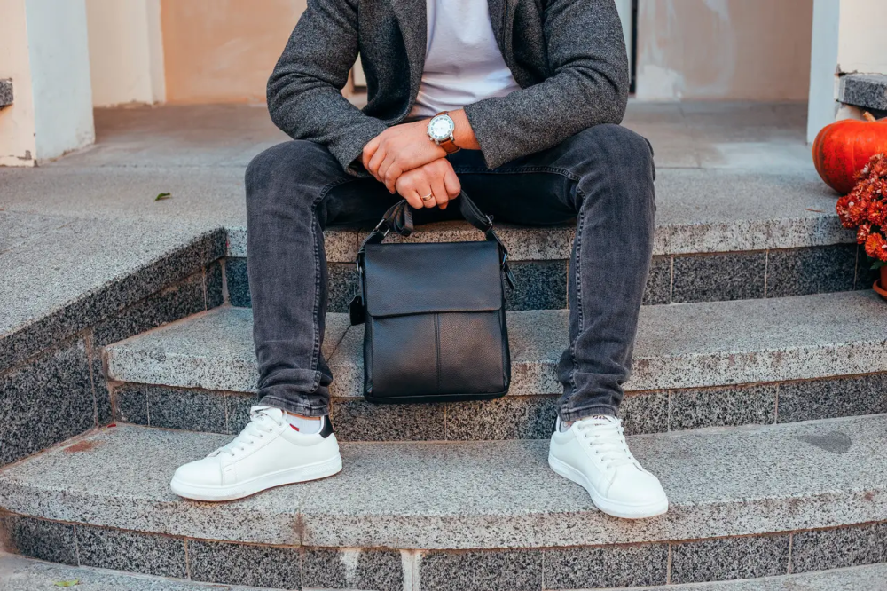 Чоловіча шкіряна сумка-месенджер, барсетка на одне плече 22x26x6 Tiding Bag 75-5271 чорна Київ - фото 7