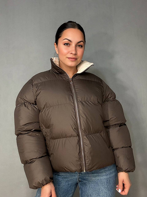 Куртка женская Fashion 3095 короткая пуффер воротник стойка коричневая, коричневый, M Киев - изображение 9