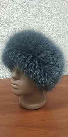 Хутряна пов'язка на голову жіноча із песця Графітовий Харків