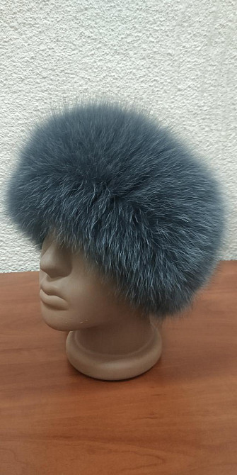 Хутряна пов'язка на голову жіноча із песця Графітовий Харків - фото 1