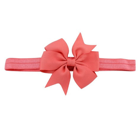 Детская коралловая повязка с бантиком - на резинке, окружность от 30см до 48см, бант 9см Киев - изображение 1