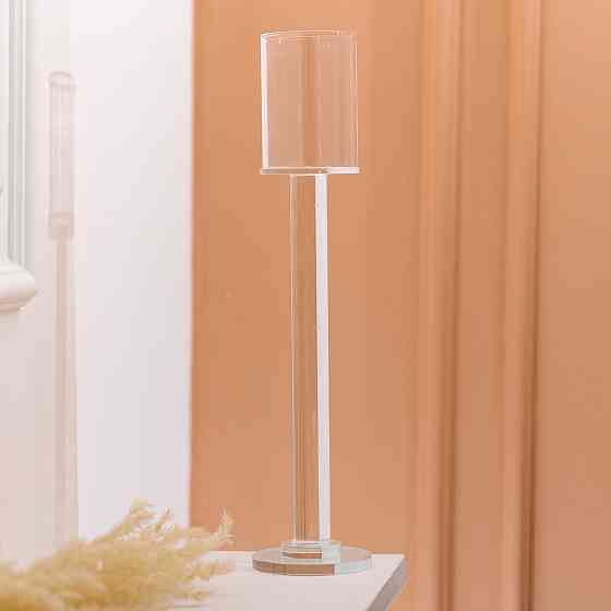 Підсвічник скляний на ніжці 8×36 см підсвічник келих декоративний прозорий HP-4-44M Київ