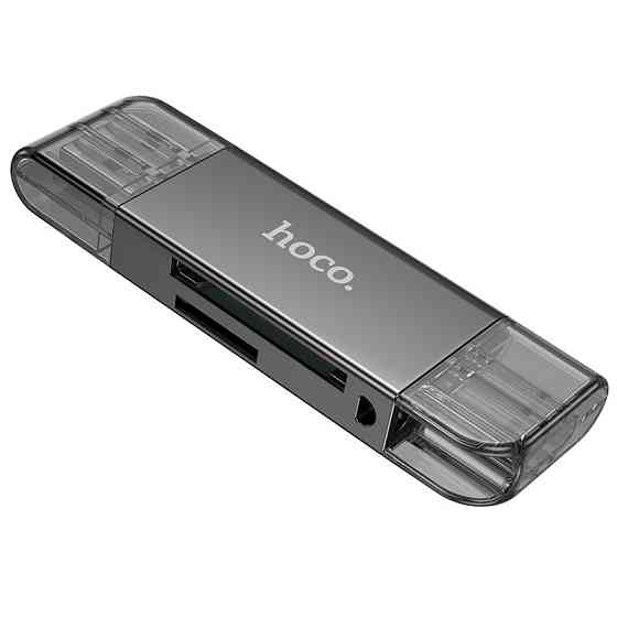 USB-хаб HOCO HB39 USB/Type-C 3.0 high-speed card reader Metal Gray Киев