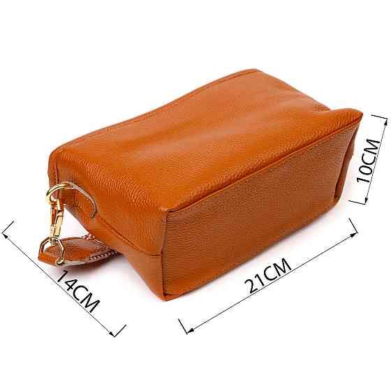 Красивая небольшая сумка на плечо из натуральной кожи 22139 Vintage Рыжая Киев