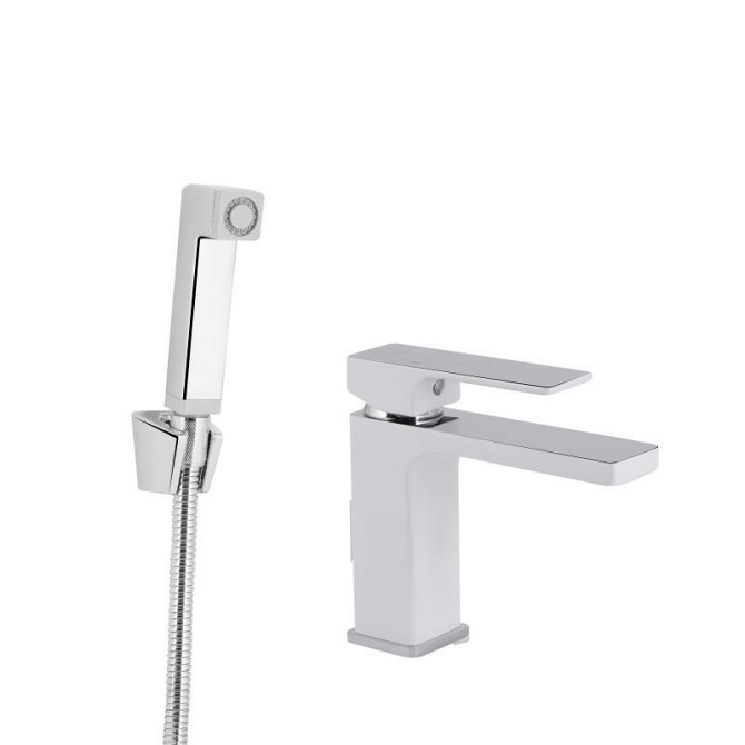 Смеситель для раковины, с гигиеническим душем Qtap Gemini QTGEM272CRW45691 (k35), однорычажный Chrome/White Харьков - изображение 1