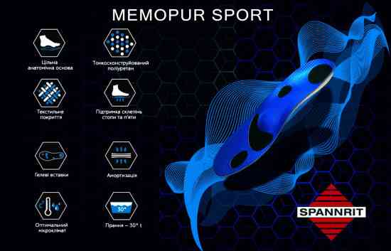 Каркасна ортопедична устілка для спортивних навантажень Memopur Sport 38 Дніпро
