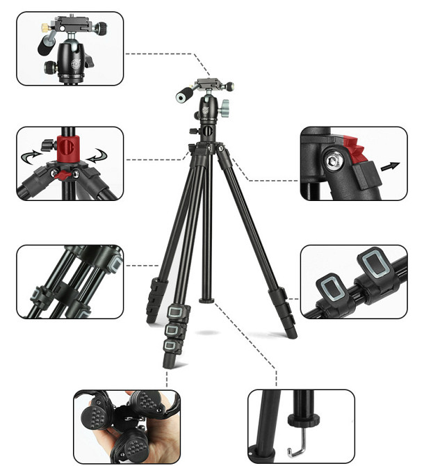 Штатив для предметной съемки с двойным креплением 49-154см QZSD Q202F Киев - изображение 9