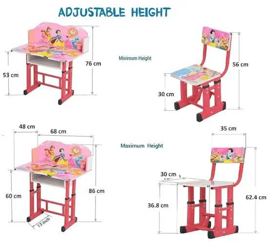 Детская парта регулируемая с принцессами / Письменный стол и стул с регулируемой высотой Коломыя