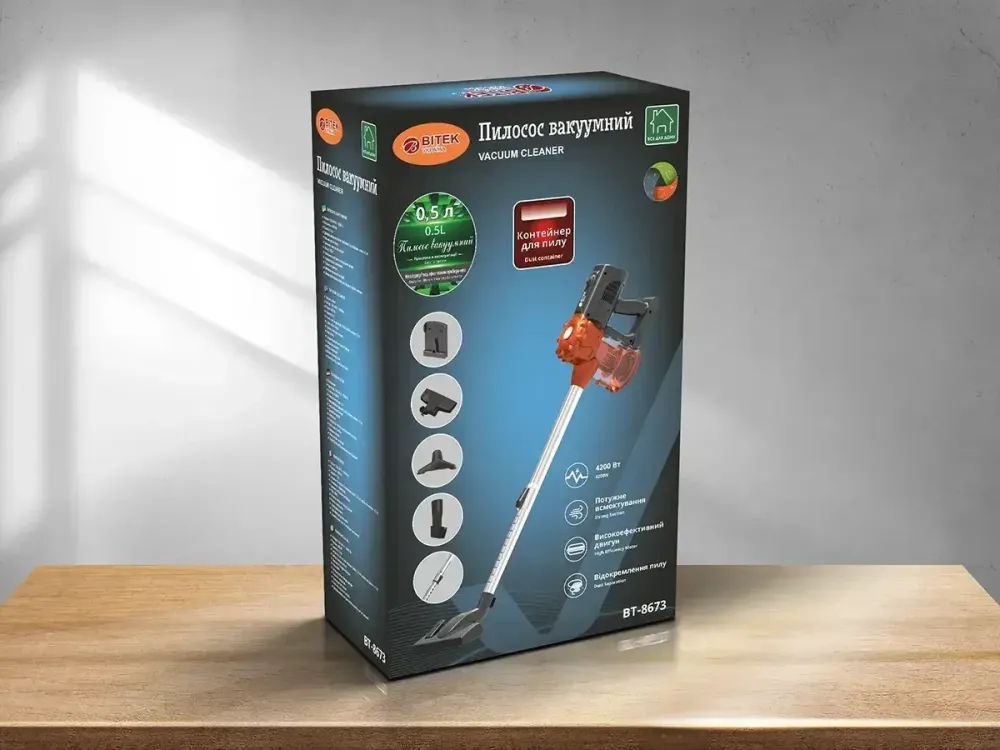 Ручний пилосос BITEK BT-8673, 4200Вт, вакуумний, контейнер 0,5л Одеса - фото 1