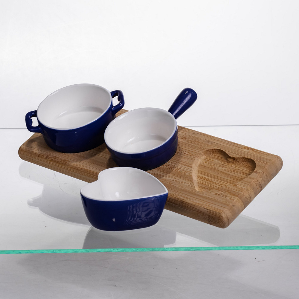 Yiwu Набір менажниць порцелянових для закусок 3 (шт) по 50 (мл) менажниці на бамбуковій підстав Коломия - фото 3