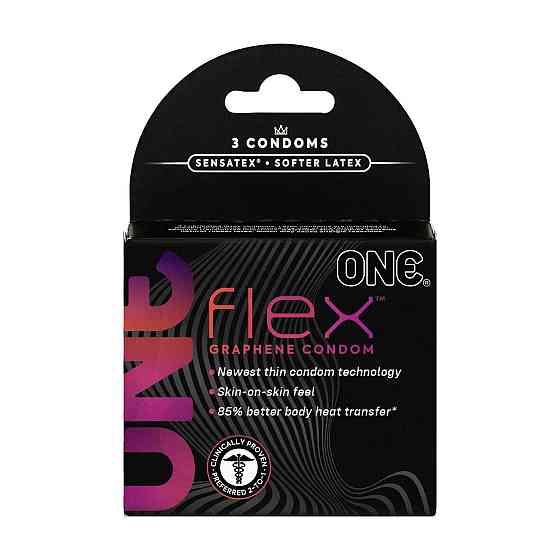 Презервативи ONE Flex Graphene, 3 шт, супертонкі, дуже міцні, картонне паковання Sex Aura Київ
