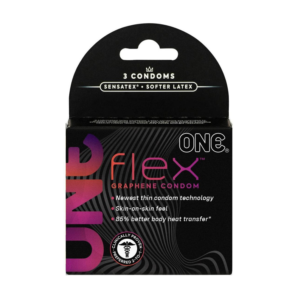 Презервативы ONE Flex Graphene, 3 шт, супертонкие, очень прочные, картонная упаковка Sex Aura Киев - изображение 1
