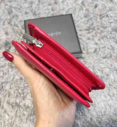 Стильний компактний жіночий гаманець з натуральної шкіри червоного кольору Helen Verde Київ