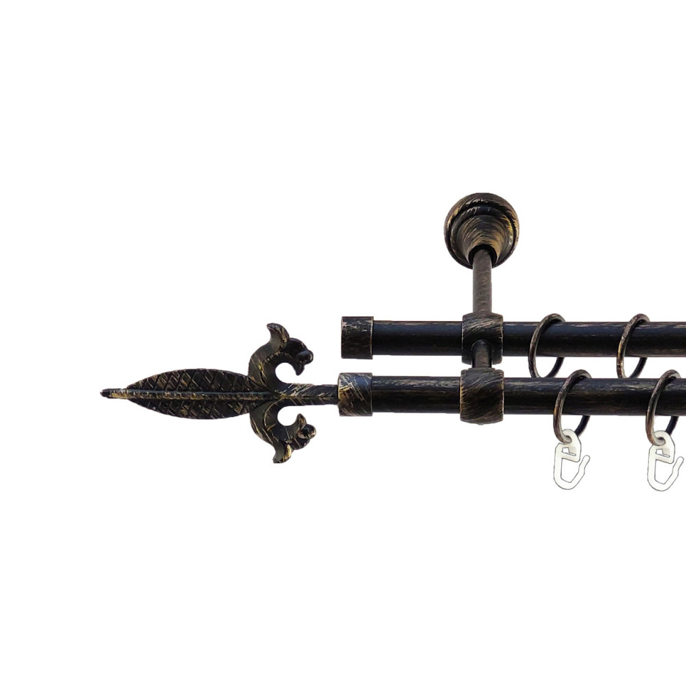 Карниз Orvit Генуя металевий дворядний литий Чорне Золото 16\16 мм 300 см (5468263) Львов - изображение 1