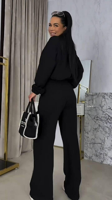 Женский прогулочный костюм двойка: кофта и штаны петля Черный, 48/50 Одесса - изображение 3