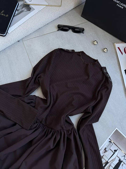 Женское базовое платье с пышной юбочкой рубчик+софт Шоколад, 46/48 Одесса - изображение 7