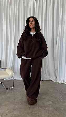 Жіночий теплий костюм-двійка: кофта та штани з турецького двостороннього флісу Шоколадний, 46/48 Одеса