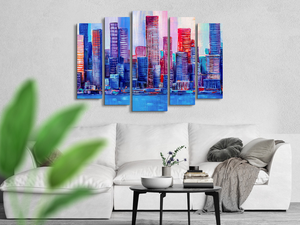 Модульная картина в гостиную / спальню Рисованный город Art-436_5 ( 80х118см ) Київ - фото 2