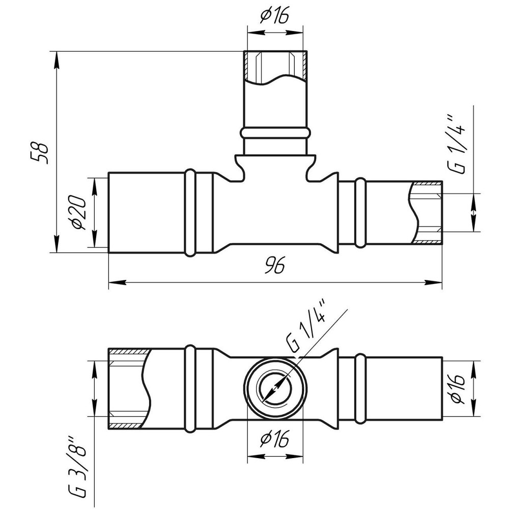 Трійник проміжний прес APE ITALY AP 131 20х16х16 (000001721) Київ - фото 4