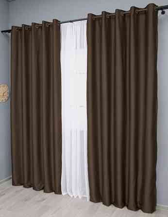 Комплект штор на люверсах VR-Textil Midnight № 1677ш 150х270 см 2 шт Коричневый (37-0219) Киев