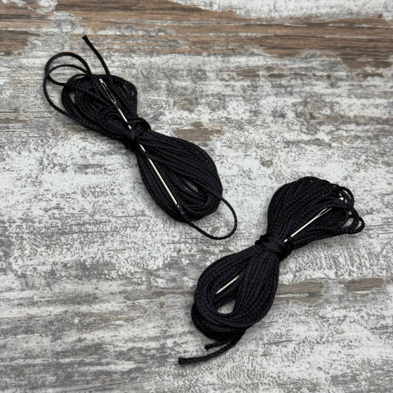 Оплетка чехол на руль из кожзама 37-38см с обтяжкой, черная, нить и игла в комплекте Киев