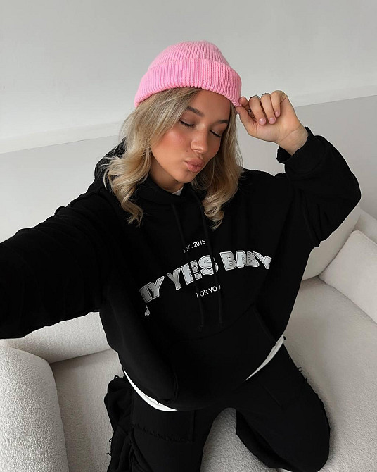 Жіночий стильний утеплений оверсайз костюм двійка: кофта і штани трьохнитка на флісі Одеса - фото 6