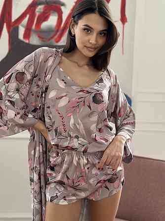 Пижама женская шелковая с шортами Бежевый XL/XXL Харьков