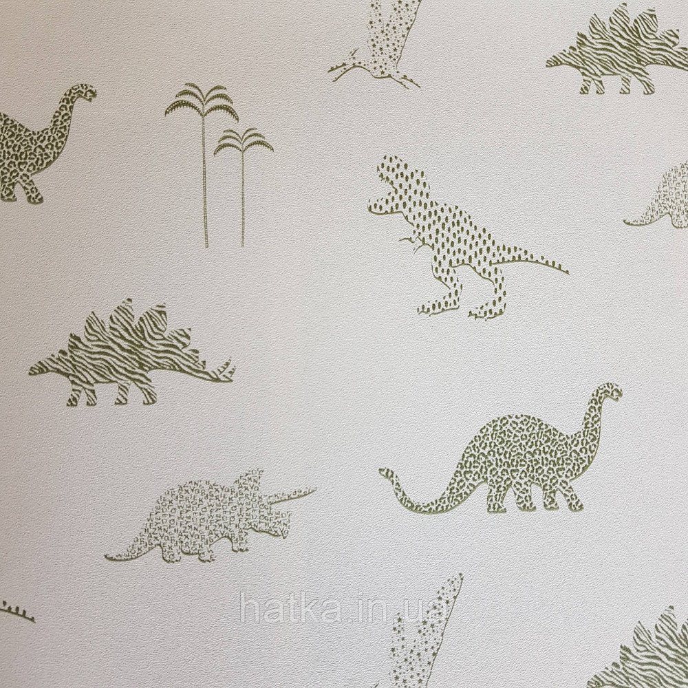 Шпалери флізелінові BN Doodleedo 0,53 х 10 м дитячі динозаври зелені на білому Київ - фото 2