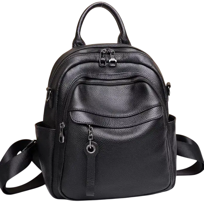 Жіночий міський шкіряний рюкзак Tiding Bag (21 х 28 х 13 см) Чорний Київ - фото 7