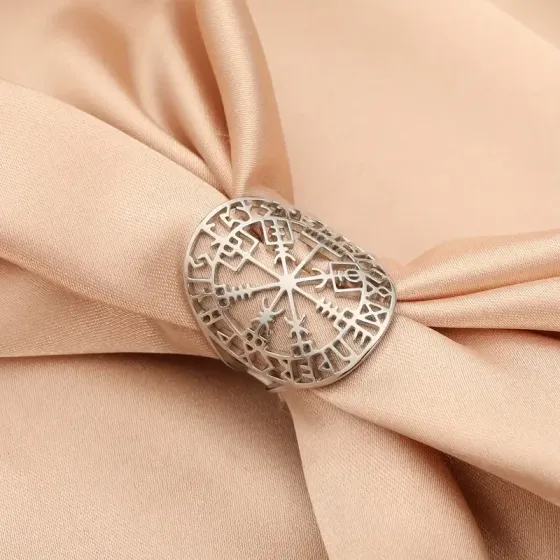 Перстень Вегвизир из стали — скандинавский амулет (регулируемый) Киев