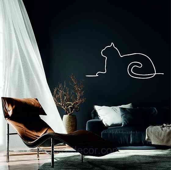 Декоративное настенное 3D Панно «Кот» Декор на стену с объемом 70*32 см, Белый Киев