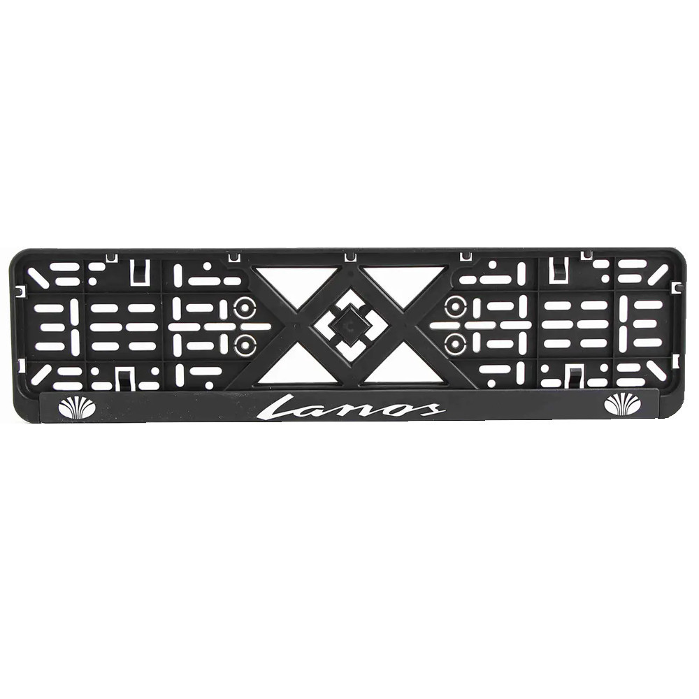 Рамка номерного знаку хром надпис Lanos пластик чорна 1шт Київ - фото 1