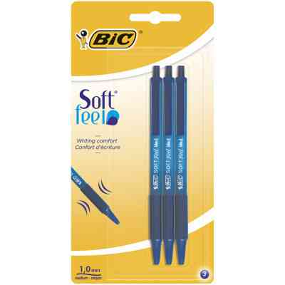 Ручка шариковая Bic Soft Feel Clic Grip, синяя, 3шт в блистере (bc837396) Винница