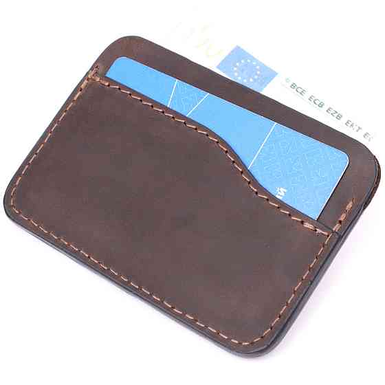 Зручний картхолдер з утримувачем для Apple AirTag з натуральної шкіри GRANDE PELLE 11612 Коричневий Київ