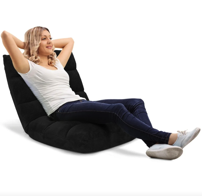 Крісло Costway Tiktok підлогове з регульованою спинкою чорний Киев - изображение 6