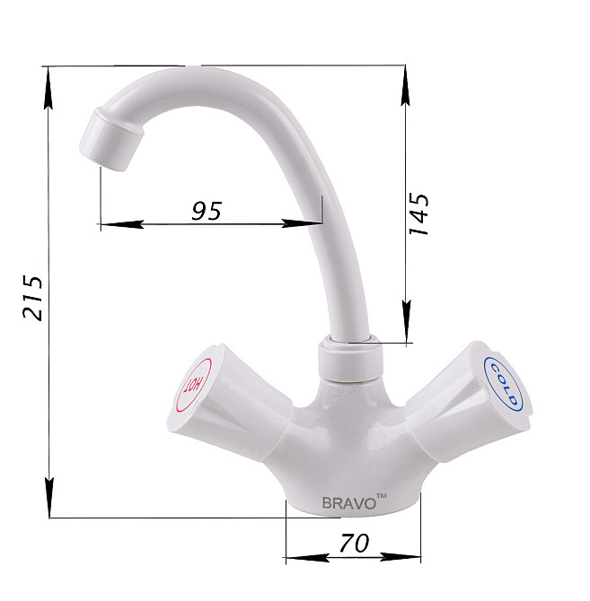 Змішувач для умивальника BRAVO B2-00-401 термостійкий ABS пластик (000024365) Київ - фото 6