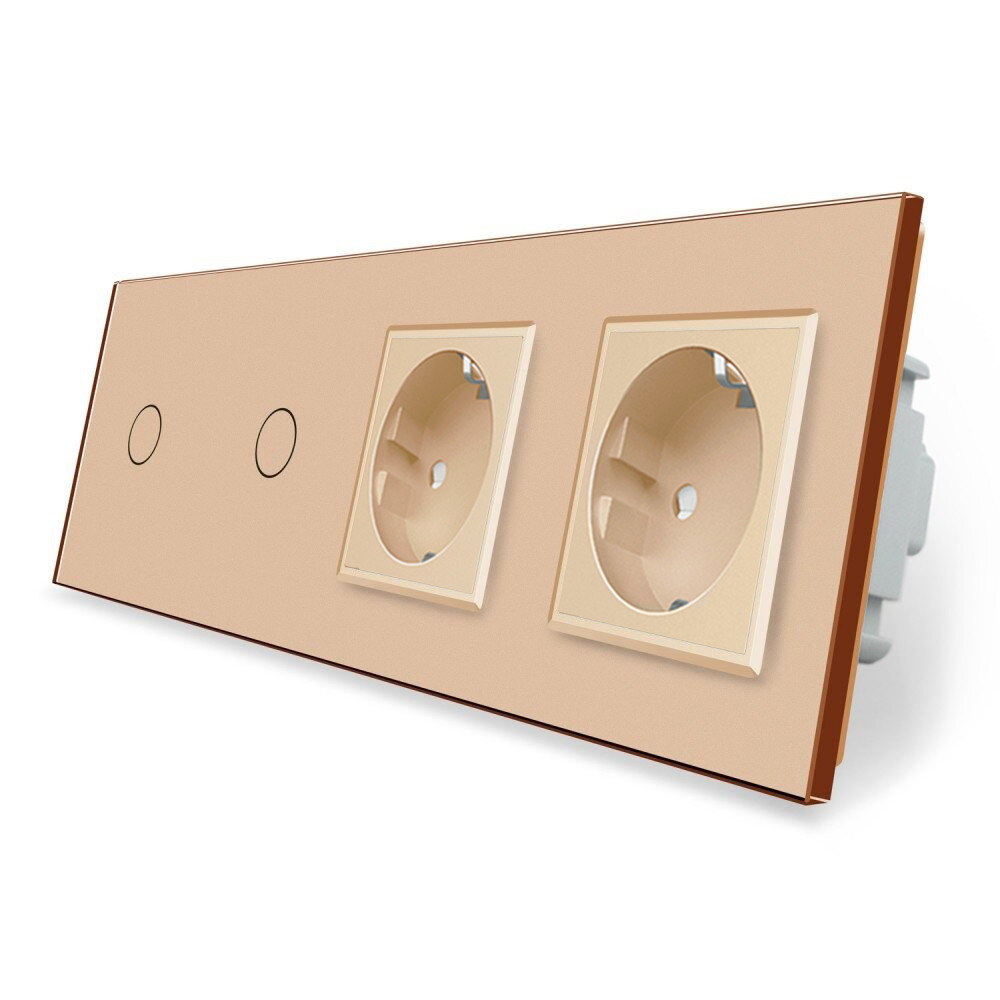 LIVOLO Сенсорний вимикач 2 сенсора (1-1) 2 розетки Livolo золото скло (VL-C701/C701/C7C2EU-13) Коломыя - изображение 7